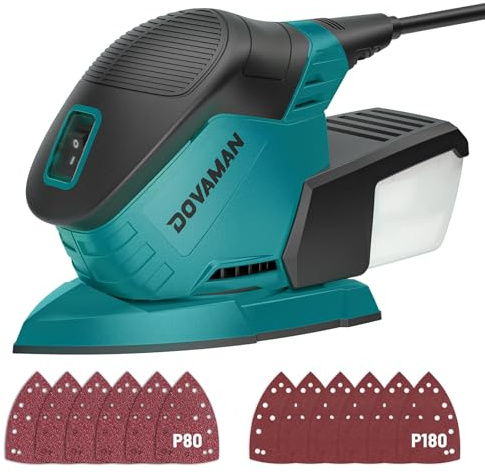 DOVAMAN L5 APEX Detail Sander 130W, 12000RPM Mouse Sander, Efficient Dust Collection, 12PCS Sandpapers, Compact Sanding Tool for Wood, Metal, Corners & Furniture