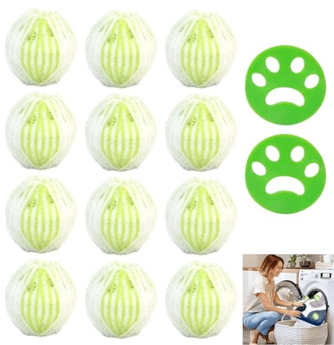 14 Stück Atrapa Pelos Lavadora 2 Quitapelos + 12 Bolas Para Lavadora Verde Reutilizable Bolas Atrapa Pelos Para Lavadora Compatible Con Todas Las Lavadoras