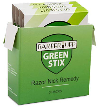 BARBERUPP Styptic palillo de afeitado Accesorios (verde Stix, 3 Pack) deje de sangrar Para Razor Nicks para los hombres y de las mujeres - Sanitaria y grande para los peluqueros o personales 3