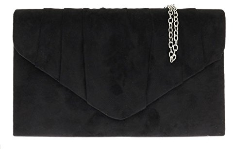 Girly Handbags Womens Faux Suede Pleated Clutch Bag