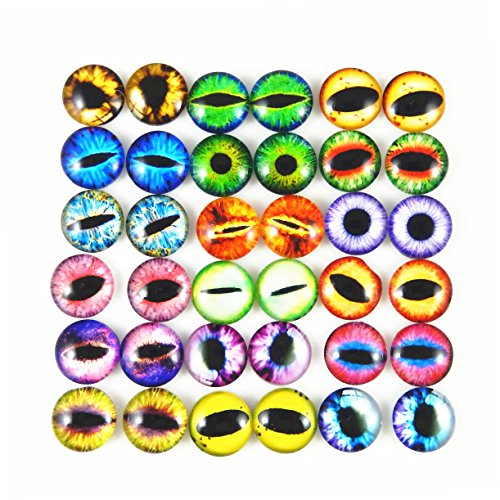 Julie Wang runde Drachenaugen-Cabochons aus Glas in sortierten Größen, 100 Stück je Packun, Glas, 10 mm
