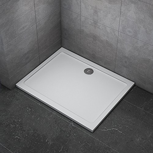 AICA ITALY Rettangolare Piatto doccia semicircolare Ultraslim tre centimetri artificiale Pietra Extra rinforzato Bianco 80x120cm (rettangolare)