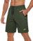 TACVASEN Mens Running Shorts Breathable Workout Training Shorts with Zip Pocket Green,34