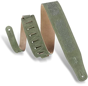 Levy's Leathers MS26CK-GRN Gitarrengurt Suede Leather Celtic Knot Emboss 2 1/2 - Green