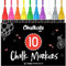 Chalkola 10 Kreidestifte für Tafel Abwaschbar - (10 Stifte, 6mm Kreidestift) Kreidestifte für Fenster, Tafelkreide & Glasstifte, Chalk Marker, Kreidemarker Abwischbar, Fensterfarben Kinder