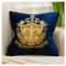 Brillabenny Kissenhülle Luxury Royal Königliche Krone Samt Navy Blue 45 x 45 cm Wohnzimmer Dekorative Kissenhülle Königliches Luxus-Wappen mit Gold-Finish 1 Stück