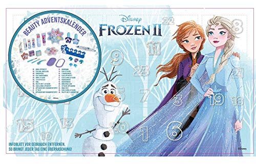 Disney Frozen II Adventskalender Beauty - mit 24 besonderen Accessoires- und Kinderkosmetik- Überraschungen im süßen Eiskönigin-Design, für Haare, Nägel, Augen & Lippen