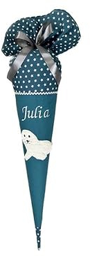 Glückspilz Schultüte I Seehund Robbe I Zuckertüte mit Namen personalisiert I Blau Türkis (Schultüte + Kissen)