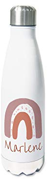 GRAZDesign Trinkflasche Edelstahl 500ml | Motiv Regenbogen | personalisiert Name, Einschulung Geschenk, Thermosflasche Sportflasche Thermo Wasserflasche Kinder/Erwachsene