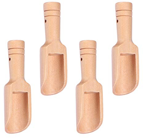PRETYZOOM Cucharada Cucharadita Cucharadas de Madera para Café en Polvo Pala-4 Piezas Cuchara de Madera con Mango Redondo Cucharadita Pequeña Pala de Sal Cucharadas de Leche en Polvo