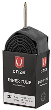 ONZA Tires Unisex Chambre À Air Onza 26x2.10-2.60 Sa3 | Made In Europe 0.9 Mm, Valve Fv47mm, 54|66-559, 200g Schlauch, Schwarz, 26x2,10-2,60