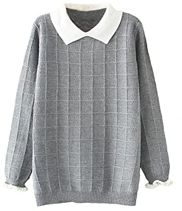 FTCayanz Maglione Donna Manica Lunga Maglie Elegante Ragazza Sweatshirt Casual Moda Pullover Oversize Felpa Grigio L