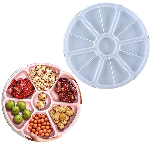 KyeeaDIY Große Tray Silikonform Gießform Epoxidharz Formen, Blumen Silikonform Harz Blumenform snackbox Tablett Runden Resin Mold für DIY Teetablett Obsttablett Kunsthandwerk (Obsttablettform)