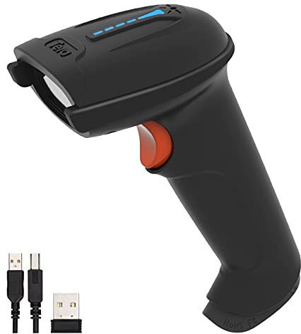 Tera Barcode Scanner Wireless with Battery Level Indicator (2.4Ghz Wireless+USB 2.0 Wired) 1D Barcode Reader USB Handheld Bar Code Scanner, Design Patent: EU008489413, 5100