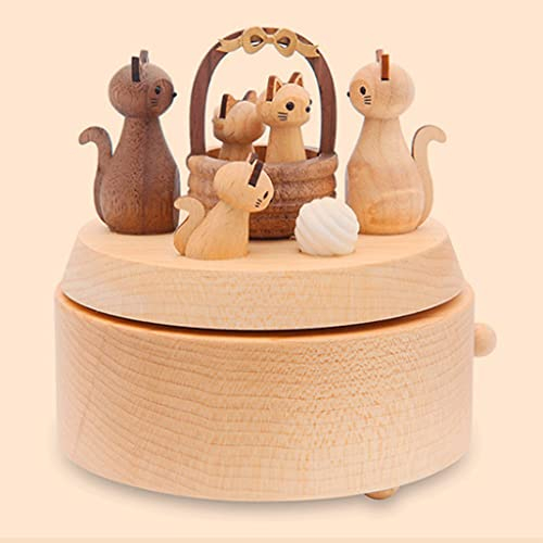 Spieluhr Spieluhren Hölzerne Musikbox Rotierende Musical Box Kreative Katze Music Boxs Geeignet für Freunde Paare Geburtstag Weihnachten Valentinstag Einzugsgeschenk