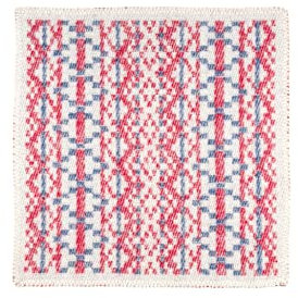 ÖJBRO VANTFABRIK Lycksele“ gewebte Sitzkissen Sitzunterlage Wolle faltbar 43x43 cm Sitzmatte Schafwolle Folklore Sitzpolster Sitzauflage Indoor Outdoor Auto Natur/rot/blau