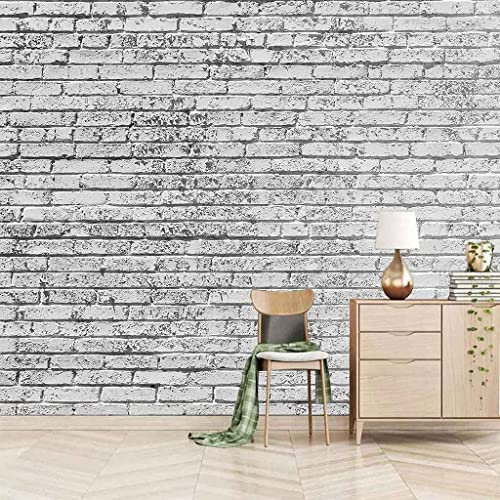 Papier Peint Photo Mur De Briques Blanches Grises Vintage 3D Mural Chambre Canapé Tv Toile De Fond Peintures Murales 3D Papier Peint 3D Salon Le Mur Pour Chambre Effet Mural Peler 140 x 70 cm (LxH)