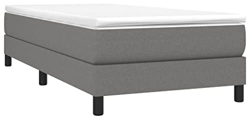 vidaXL Cadre de Lit, Lit Rembourré avec Pieds, Lit Simple, Lit Adulte, Meuble de Chambre à Coucher, Moderne, Gris Foncé 100x200 cm Tissu