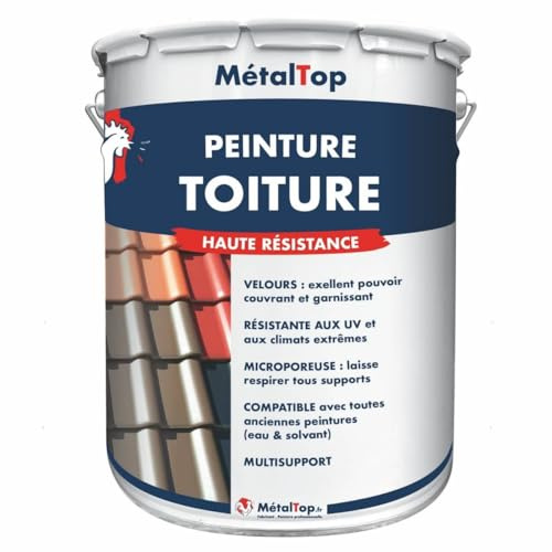 Metaltop - Peinture Toiture - Noir signalisation - RAL 9017-15 L - Protection UV longue durée pour tuile, ardoise, tôle et fibrociment.