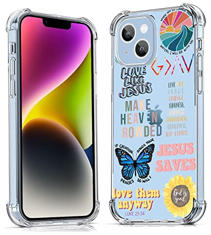 Bible Quotes for iPhone 14 Case,Jesus Christian Postive Motivational Verses Case for Men Women,Trendy Unique Soft TPU Bumper Case for iPhone 14