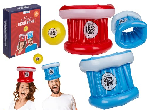 Aufblasbares Bier Pong mit 2 Hüten und Ball Trinkspiel