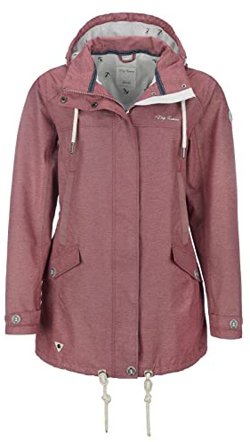 Dry Fashion Damen Funktionsmantel Bansin - Regen-Mantel Funktionsjacke Regenjacke wasserdicht winddicht in Dunkle Beere Melange Größe 46