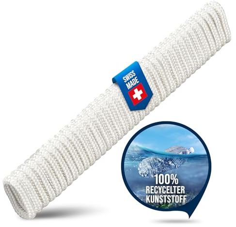 OceanYarn® Seil aus recyceltem Meeresplastik - Universalseil 6 mm mit 50 m Länge - Hochwertig, robust und zuverlässig - Weiss