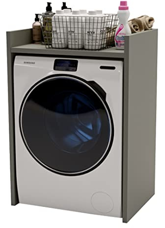AKKE Waschmaschinenschrank Überbauschrank Für Waschmaschine 66x97x62 cm Wäschetrockner Schrank Waschmaschinenregal Badezimmerschrank Waschmaschinenüerbau Grau