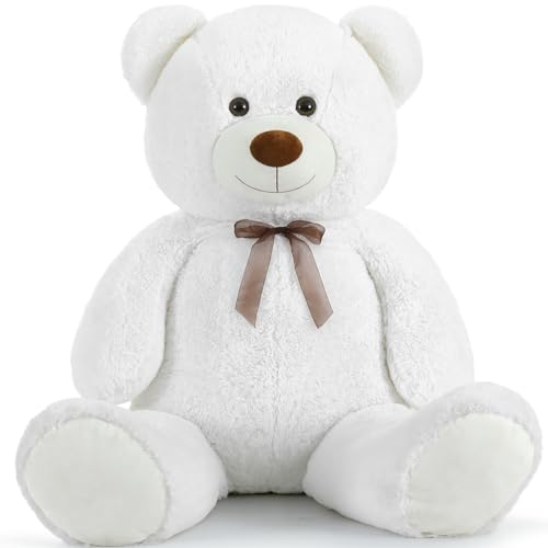 MorisMos weich riesen Teddy teddys XXL Kuscheltier, 130cm bär weiß groß teddybär XXL, großer teddybären Geburtstag Kinder mädchen Freundin