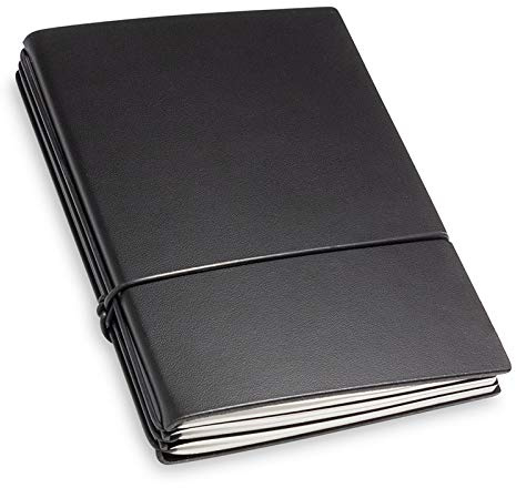 X17- A6 Terminplaner/Organizer 2026 / Kalender | schwarz, recyceltem Leder. Austauschbare Hefte: Wochenkalender Classic + 1x Notizen blanko