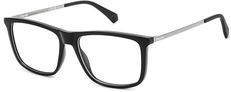 Polaroid Brille mit Sehstärke für Herren optional mit Sonnenbrillentönung oder Blaulichtfilter, Rechteckig, gefertigt aus Öko Co-Polyester (inklusive Brillenetui)