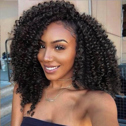 QUEENTAS 6Packs Häkelhaare für Frauen Jamaican Bounce Crochet Hair Passion Twist Curly Crochet Braiding Hair 72 Roots (8inch,#1B)