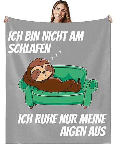 Faultier Geschenk Kuscheldecke Flauschig Lustige Geschenke für Frauen und Männer Weihnachten Geburtstag Witzige Freundin Decke, 130*150cm