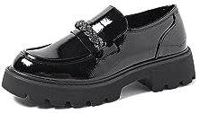 QUEEN HELENA Mocassini Casual Eleganti Francesine Senza Lacci Donna X29-48 (X29-51 Nero Vernice, 37)