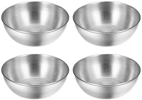 4 Pièces Mini Bol à Sauce, Coupelles Rondes Acier Inoxydable, Trempettes Soucoupes Bols, Petits Bols d'Épices Pour Apéritif, Collation, Soja, Ketchup