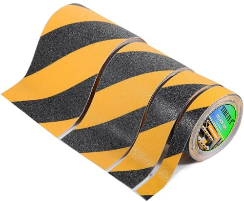 Tiruiya Reibungsband Antirutsch Klebeband Streifen Schwarz Gelbes Klebeband Grip Tape für Treppenstufen Badewannen Pools Boote Rampen-Traktionsstufen Treppengriffe