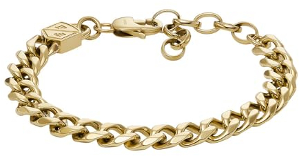 Fossil Edelstahlarmband für Herren mit Karabiner oder Faltschließe, Bernsteinfarbenes Gold