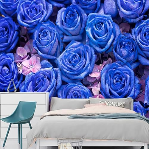 Papier Peint Rose Poudre Bleue Papier Peint Panoramique Papier Peint Intissé pour Salon Chambre Couloir Tapisserie Murales Papier Peint 3d Papier Peint Décoratif Murale 150x117.5cm