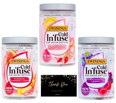3 Pack Selection of Twinnings Cold In'Fuse | 3 Flavours, 36 Infusers for Water Bottle