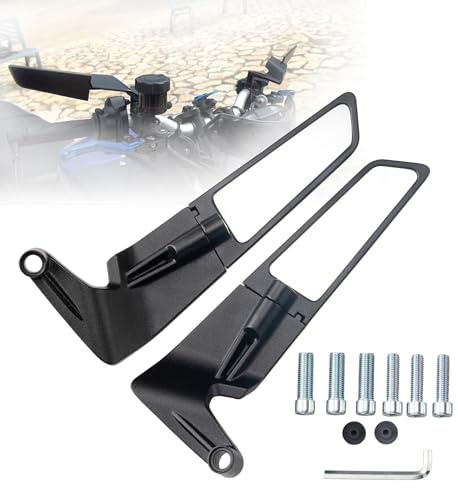Xintre Motorcycle Mirrors Universal 10MM and 8MM Stealth Mirrors Motorcycle Wind Wing Side Mirror Rotating Rear View Mirror Compatible with Duke 390 250 Yamaha MT-07 Kawasaki Z400 Z650 Z900 Z1000 etc