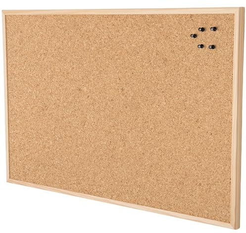 Go4Cork Gerahmte Pinnwand Kork 60x40 cm | Premium doppelseitige Kieferrahmen Öko Korkplatte | Memoboard | Bürobedarf, Organisation zu Hause & im Schulraum | Pinnnadeln & Montagezubehör inklusive
