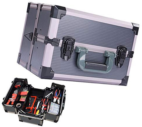 Solución de almacenamiento portátil 3 en 1: Caja de herramientas con cerradura con divisores y bandeja: ¡ideal para herramientas, manualidades y más!