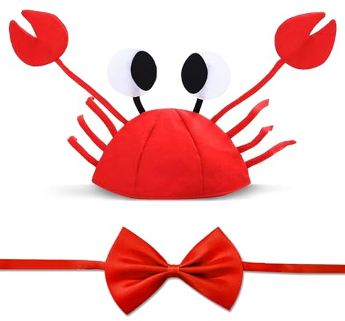 songyea Verstellbare Mütze Lustiger Hut für Kinder Damen Herren Erwachsene Halloween Weihnachten Ostern Party Dekoration Kostüm Zubehör (Krabben)