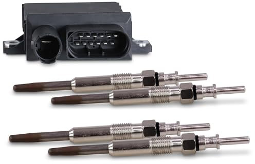 BESTPRICE 4x Glühkerze Stabglühkerze inkl. Glühzeitsteuergerät Kompatibel mit BMW 1er (E87), 3er (E46, E90, E91), 5er (E60), 5er Touring (E61), X3 (E83)