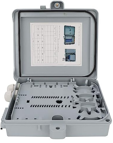 Glasfaser-Anschlusskasten, 12-adriges FTTH-Verteilungsgehäuse, IP65, Wandmontage für den Innen- und Außenbereich, Kompatibel mit SC/FC/PLC-Adaptern, PC+ABS-Material, 12