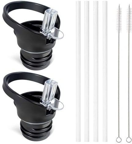 JDCMEI 2 Pièces Bouchon Gourde, Couvercle de Rechange pour Bouteille d'eau Bouche standard Bouteille d'eau Straw Lid Bouchon de Paille Noir Bouchon Paille pour Bouteille pour Cyclisme Sport et Fitness