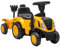 Trattore Cavalcabile per Bambini Caterpillar con Rimorchio Paletta Rastrello Luci e Suoni - Giocattolo Educativo per Primi Passi Giallo
