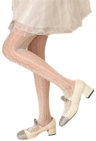 Medias de Rejilla Estampadas para Mujer, Pantimedias sexys, Leggings para Fiestas y Clubes (Beige)