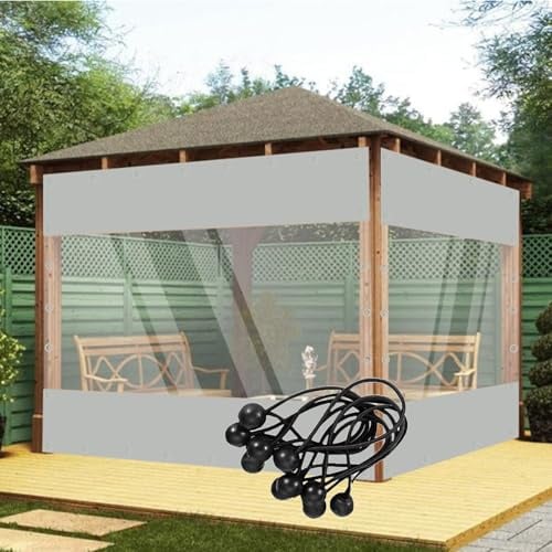 VSHENG Transparent Tarpaulin Side Panels Outdoor PVC Waterproof Clear Tarp Curtains Vinyl Splicing Tarpaulin for Pergola Gazebo Patio Porch Balcony Carport Canopies Curtain(6'wx8'h(1.9 x2.5 m))