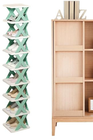 Generico Zapatero vertical – Zapatero multiplano de esquina – Organizador vertical compacto con estantes plegables, sin montaje para espacios pequeños, entrada o armario